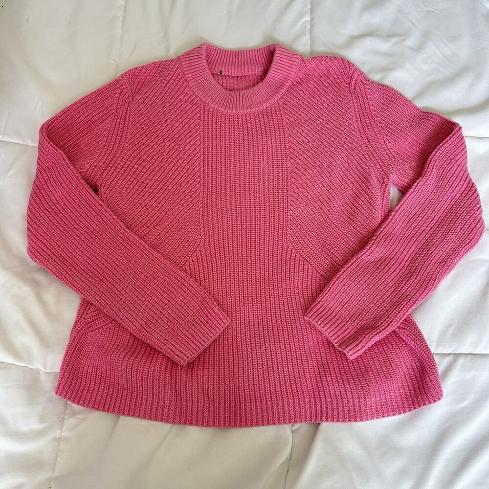 French Connection Nadia Mozart Aurora Pink Chunky Cotton Sweater Womens Small